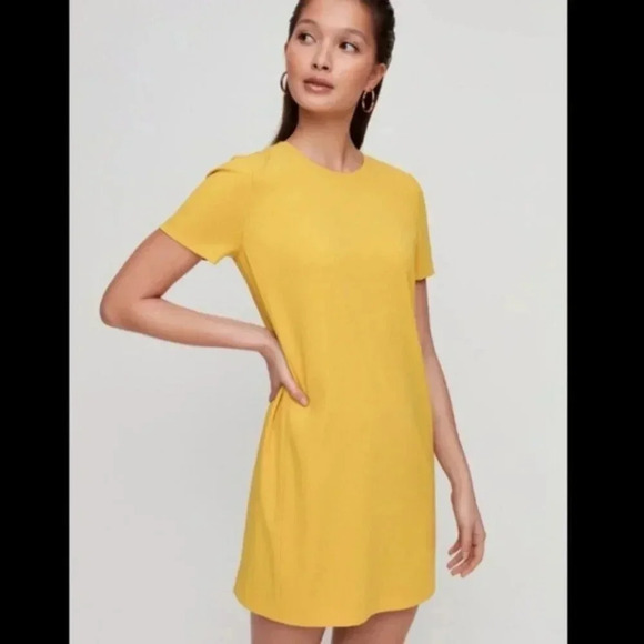 Aritzia Babaton Patricio Japanese Matte Crepe Mini Short Sleeve A-line Dress 6. - Picture 2 of 13